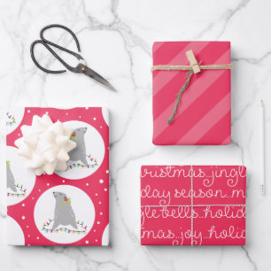 Cute Seal Christmas Wrapping Paper Sheets