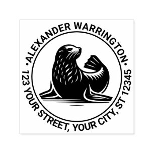 Cute Seal Pup #1 Name Return Address Self-inking Stamp