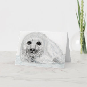 CUTE SEAL PUP BÉBÉ ART GREETINGS CARTE PERSONNALIS