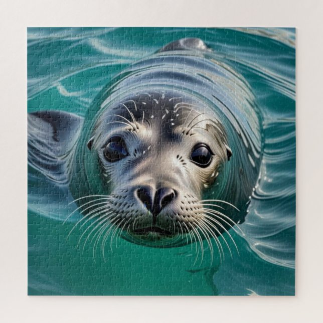 Cute Seal Sticking Head out of Water  Jigsaw Puzzle (Vertical)