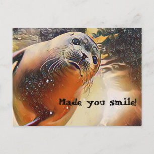 Cute Seal Wildlife Pop Art Made You Smile Postcard