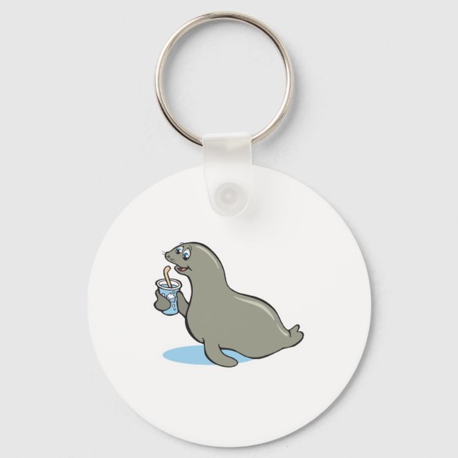 cute seal with drink keychain (Front)
