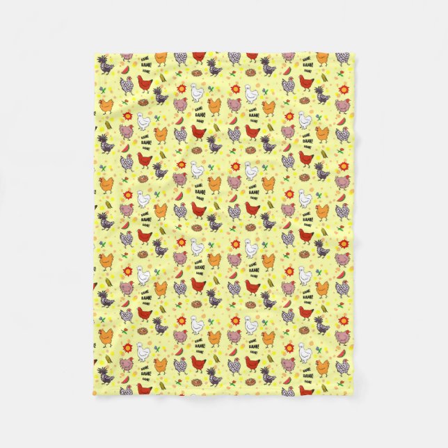 Cute seamless chickens pattern cartoon fleece blanket (Front)
