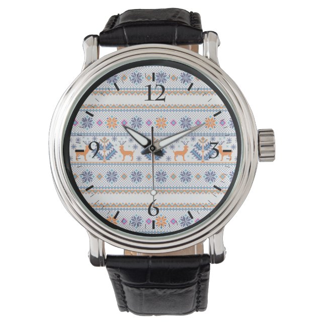 Cute seamless christmas ornament pattern watch (Front)