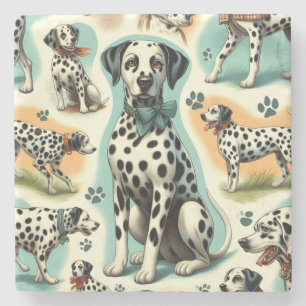 Cute Seamless Dalmatian Stone Coaster