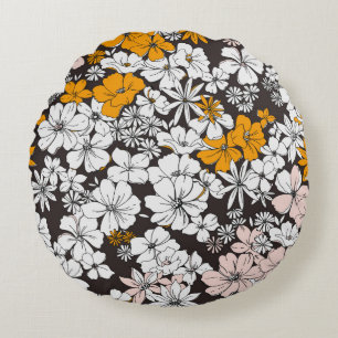 Cute Seamless Ditsy Floral Pattern. Colorful flowe Round Pillow