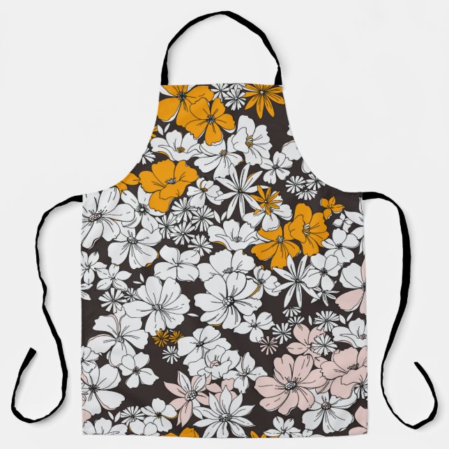 Cute Seamless Ditsy Floral Pattern. Colourful flow Apron (Front)