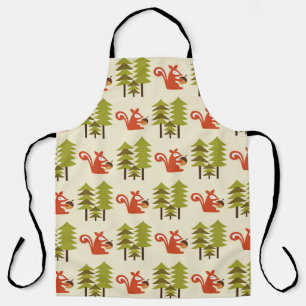 cute seamless forest pattern design. Vintage illus Apron