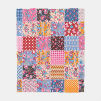 Cute seamless patchwork pattern fleece blanket