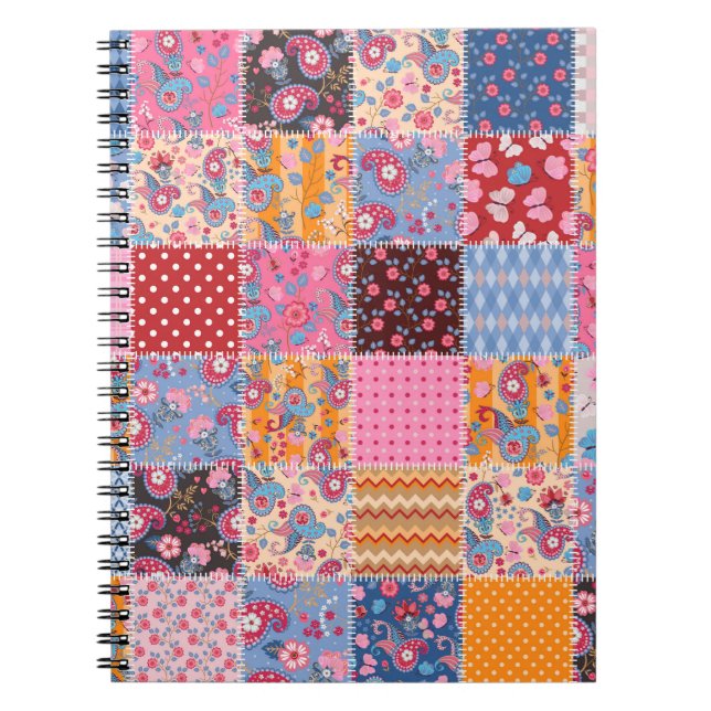 Cute seamless patchwork pattern notebook (Front)
