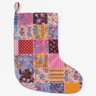Cute seamless patchwork pattern small christmas stocking