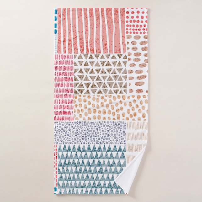 Cute seamless pattern in patchwork style. Simple d (Serviette de bain)