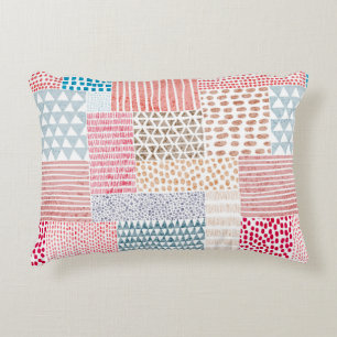 Cute seamless pattern in patchwork style. Simple d Accent Pillow