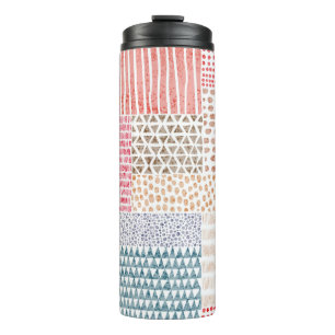 Cute seamless pattern in patchwork style. Simple d Thermal Tumbler