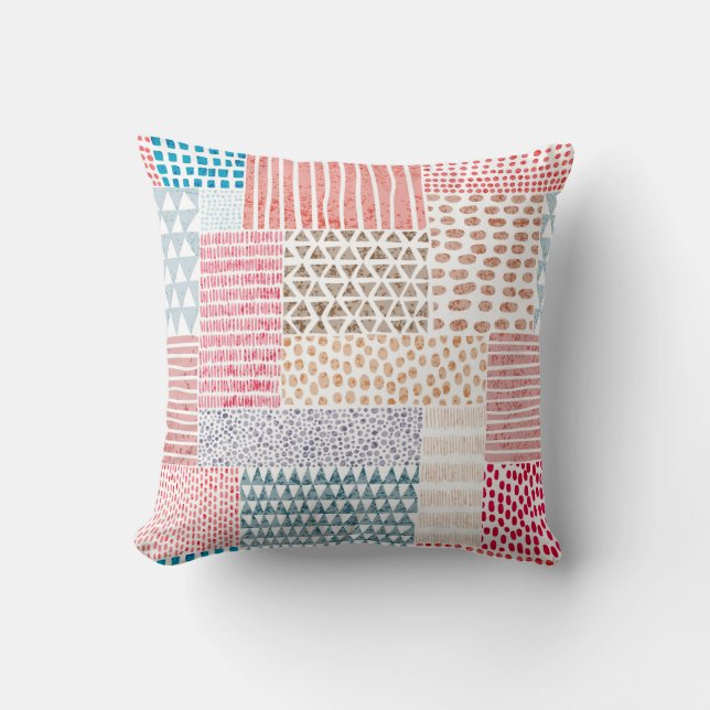 Cute seamless pattern in patchwork style. Simple d Throw Pillow (Front)