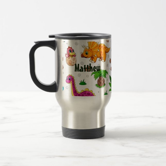 Cute Seamless Pattern Jurassic Dinosaur Travel Mug (Left)