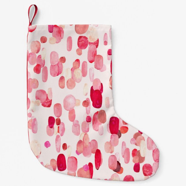 Cute seamless pattern of pink, red and beige spots small christmas stocking (Front)