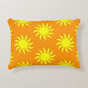 Cute seamless pattern of sun. Doodle hand drawn st Accent Pillow