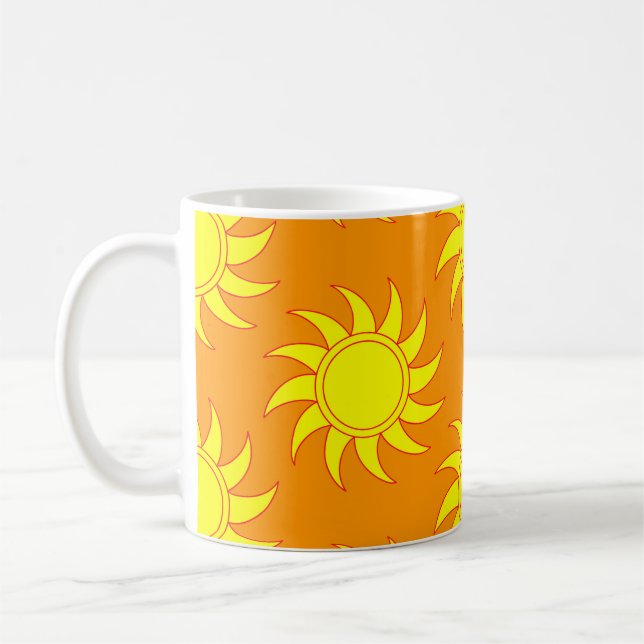 Cute seamless pattern of sun. Doodle hand drawn st Coffee Mug (Left)