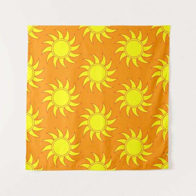 Cute seamless pattern of sun. Doodle hand drawn st Tapestry (Front)