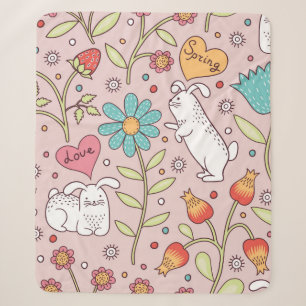 Cute seamless pattern with bunnies sherpa blanket