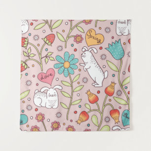 Cute seamless pattern with bunnies tapestry