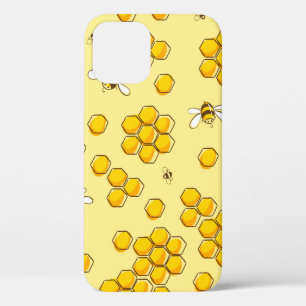 Cute seamless pattern with flying bees. Vintage il iPhone 12 Case