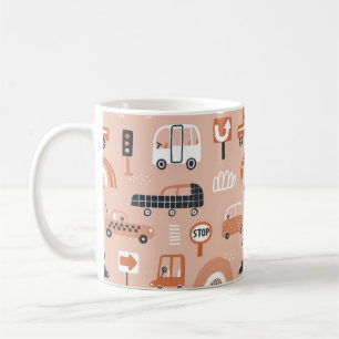 Cute seamless pattern with toy cars. Cartoon cars, Coffee Mug
