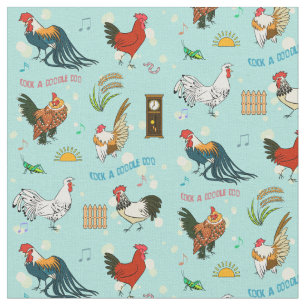 Cute seamless roosters pattern cartoon fabric