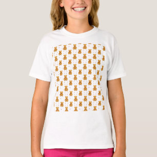 Cute Seamless Teddy Bear and Hearts Pattern T-Shirt
