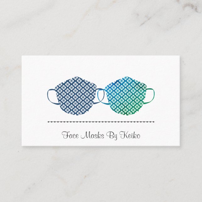 Cute Seamstress Face Covering Mask Designer Business Card (Front)