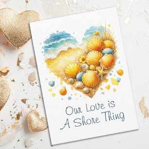 Cute Seashell Heart Beach Love Valentine's Day Holiday Card