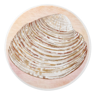 Cute seashell living in the ocean Watercolor art Ceramic Knob