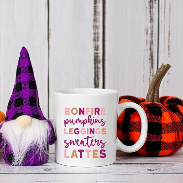 Cute Seasonal Fall Bonfire Sweaters Pumpkins Latte Coffee Mug (Creator Uploaded)