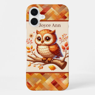 Cute Seasonal owl add name  iPhone 16 Plus Case
