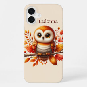 Cute Seasonal owl add name  iPhone 16 Plus Case