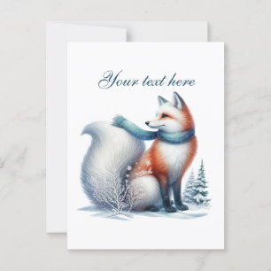 Cute Seasonal Winter fox lovers add text  Postcard