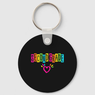 Cute Second Grade Heart First Day Of School Girls Keychain
