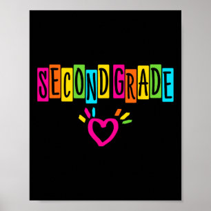 Cute Second Grade Heart First Day Of School Girls  Poster