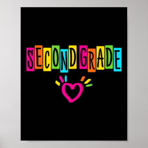 Cute Second Grade Heart First Day Of School Girls Poster