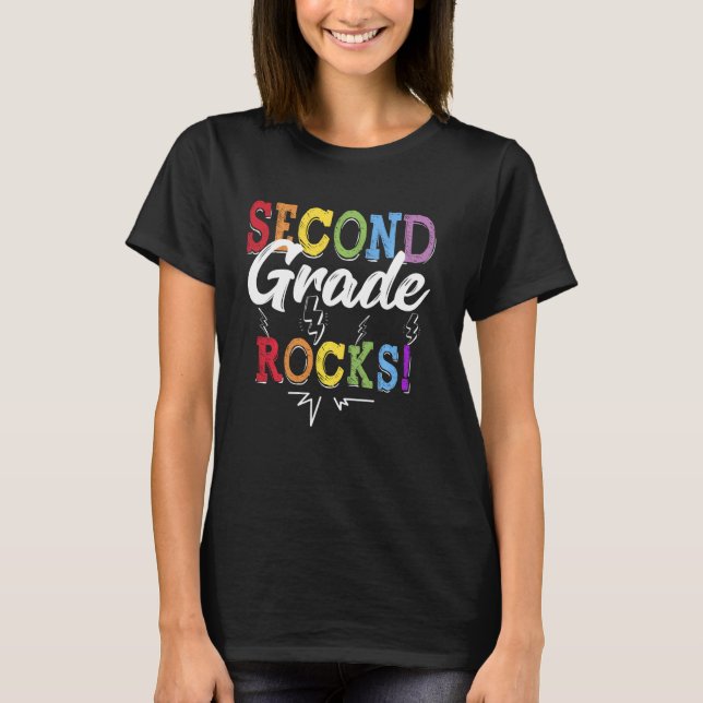 Cute Second Grade Rocks Team 2nd Grade Teacher Stu T-Shirt (Front)