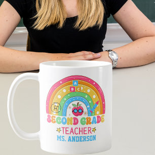 Cute Second Grade Teacher Personalized Colourful Coffee Mug
