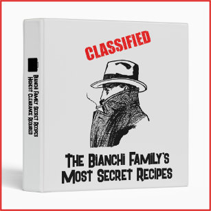 Cute Secret Agent Classified Family Recipes  Binder