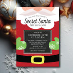 Cute Secret Santa Gift Exchange Christmas Party Invitation<br><div class="desc">Super cute Santa Claus Secret Santa Christmas Party Invitation featuring santa holding a chalkboard sign with your party info.  Easy to personalize with your holiday Christmas party information.  Contemporary invitation for your secret santa themed gift exchange party!</div>