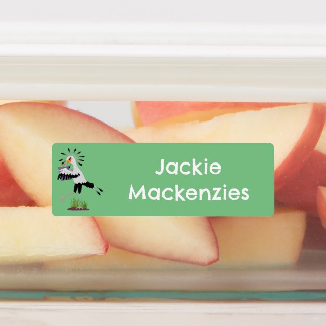 Cute secretary bird writing cartoon personalized (Affixed)