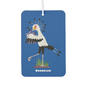 Cute secretary bird writing notes cartoon air freshener