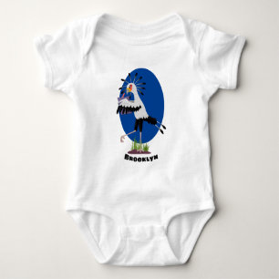 Cute secretary bird writing notes cartoon baby bodysuit