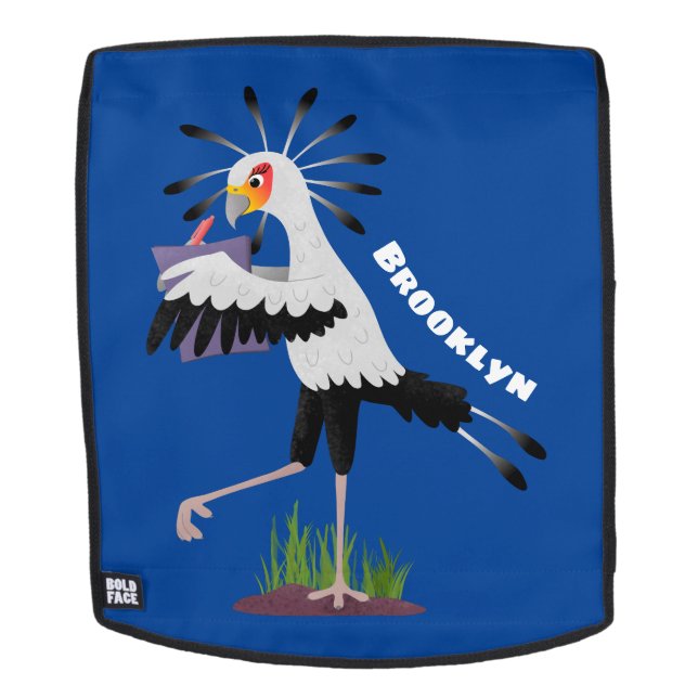 Cute secretary bird writing notes cartoon backpack (Removable Face)