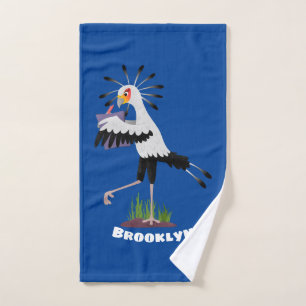 Cute secretary bird writing notes cartoon bath towel set