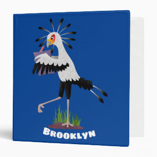 Cute secretary bird writing notes cartoon binder